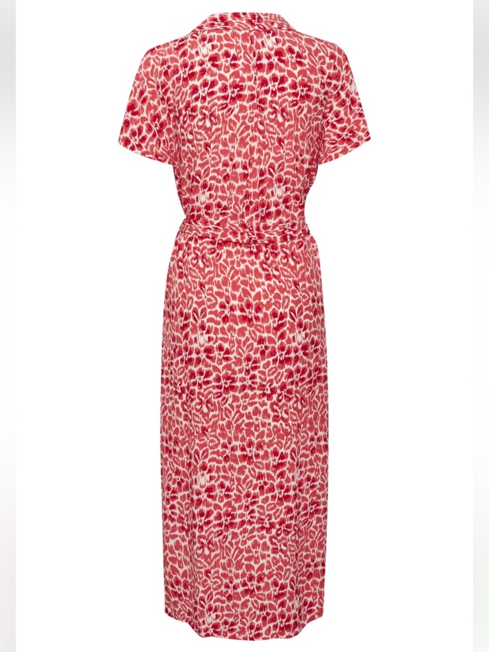 Red and White Animal Print Midi/Maxi Shirt Dress by Saint Tropez Size L - Picture 16 of 17